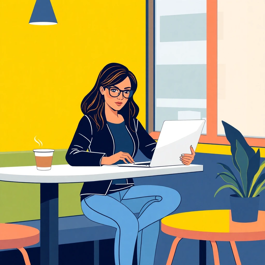 Trabalho flexível em um café