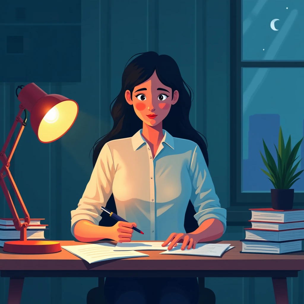 Teacher working late night