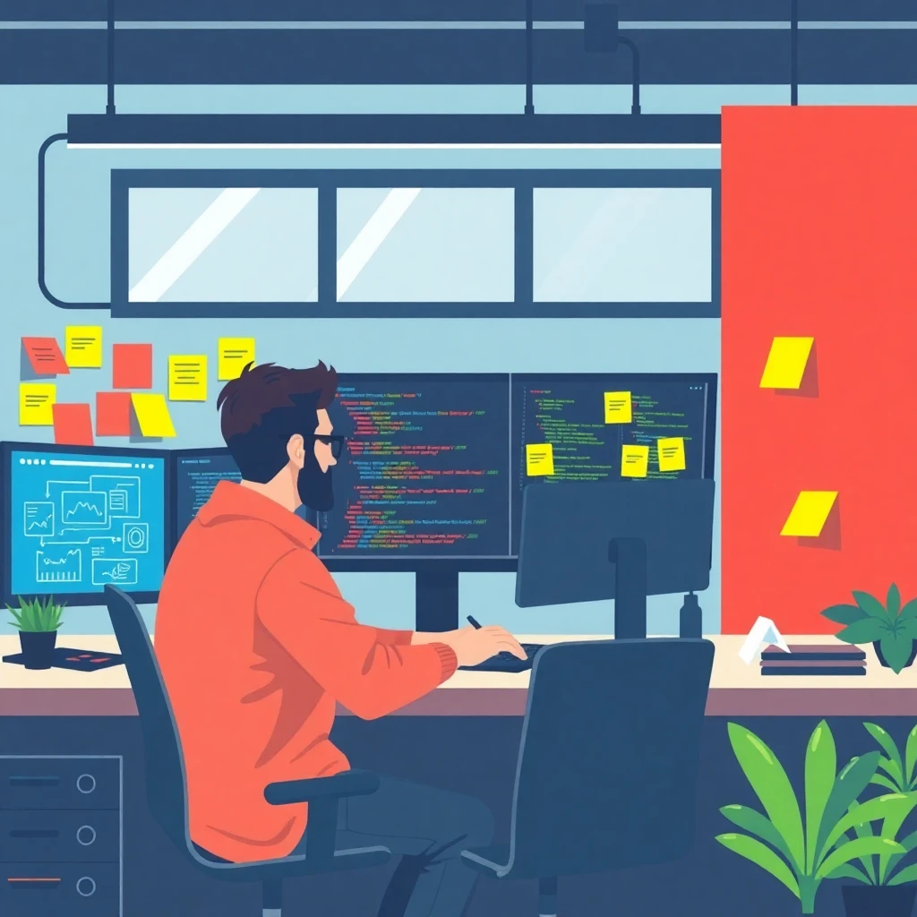 Developer coding in a team setting