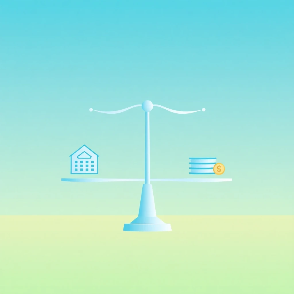 Balance scales with financial options