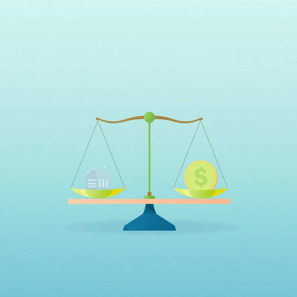 Balance scales weighing loan options